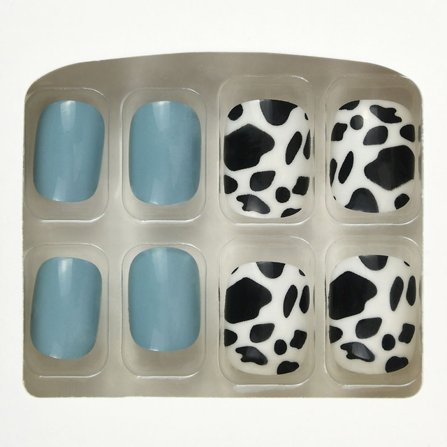 Stampa leopardata a copertura totale di colore blu Stampa sulle punte delle unghie