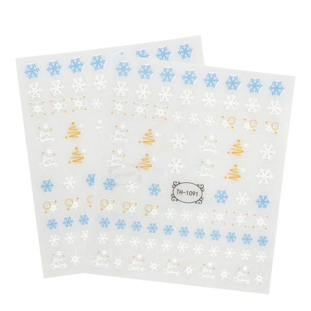 Adesivi per unghie natalizie di colore bianco fiocco di neve invernale