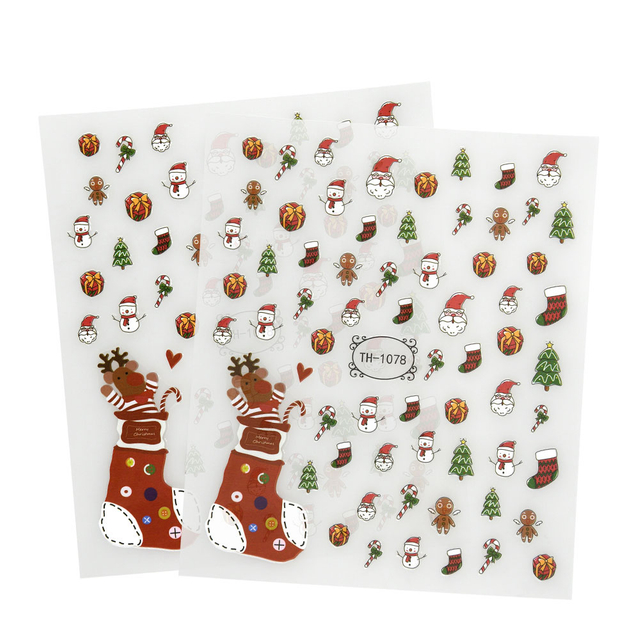 Adesivi per unghie con fiocco di neve albero decorazione natalizia per unghie