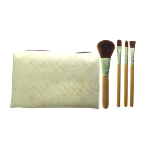 Set di pennelli mini trucco in legno naturale con sacchetto cosmetico