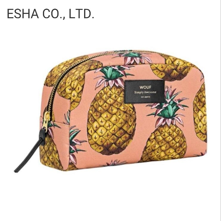 Trousse cosmetica portaoggetti per donna in tela grande color ananas