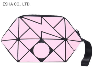 Borsa cosmetica portatile pieghevole a forma di rombo rosa