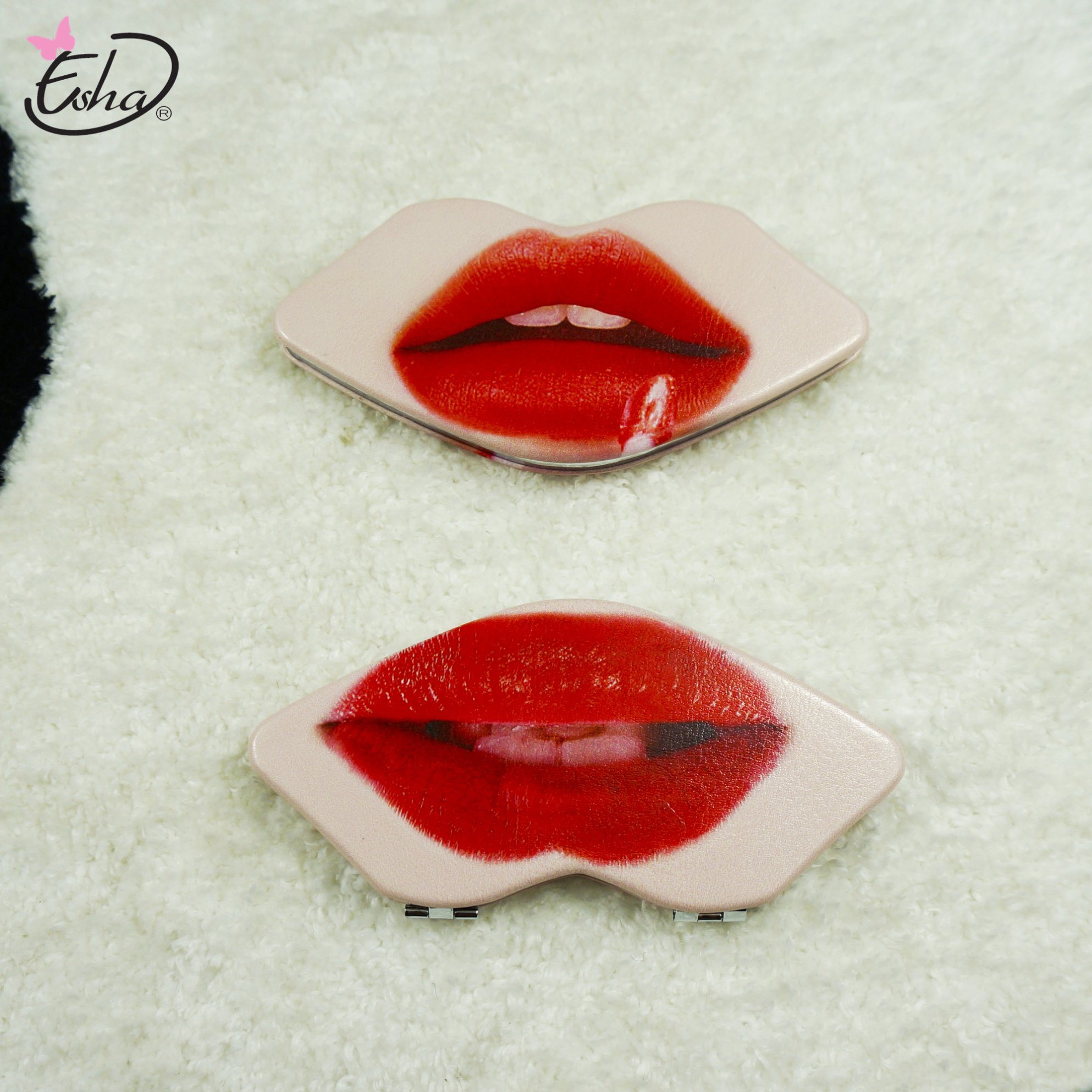 Specchio per labbra a tromba a specchio bifacciale in PU Red Lips