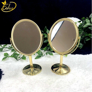 Specchio cosmetico da tavolo rotondo mini oro