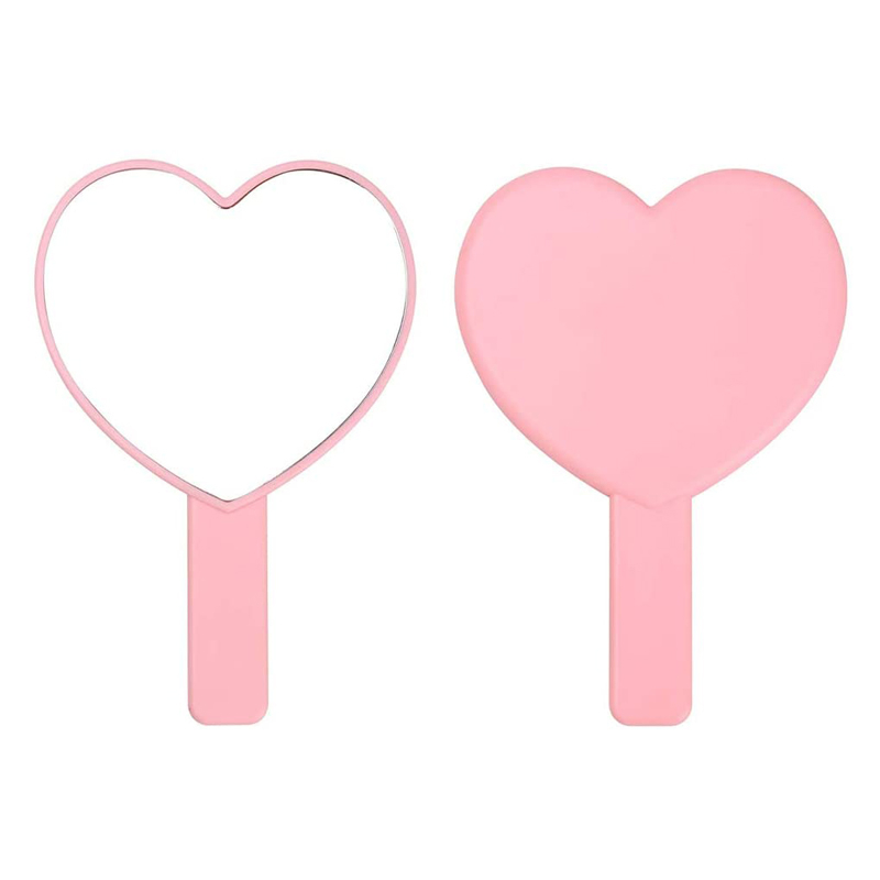 Specchio portatile rosa decorativo a forma di cuore