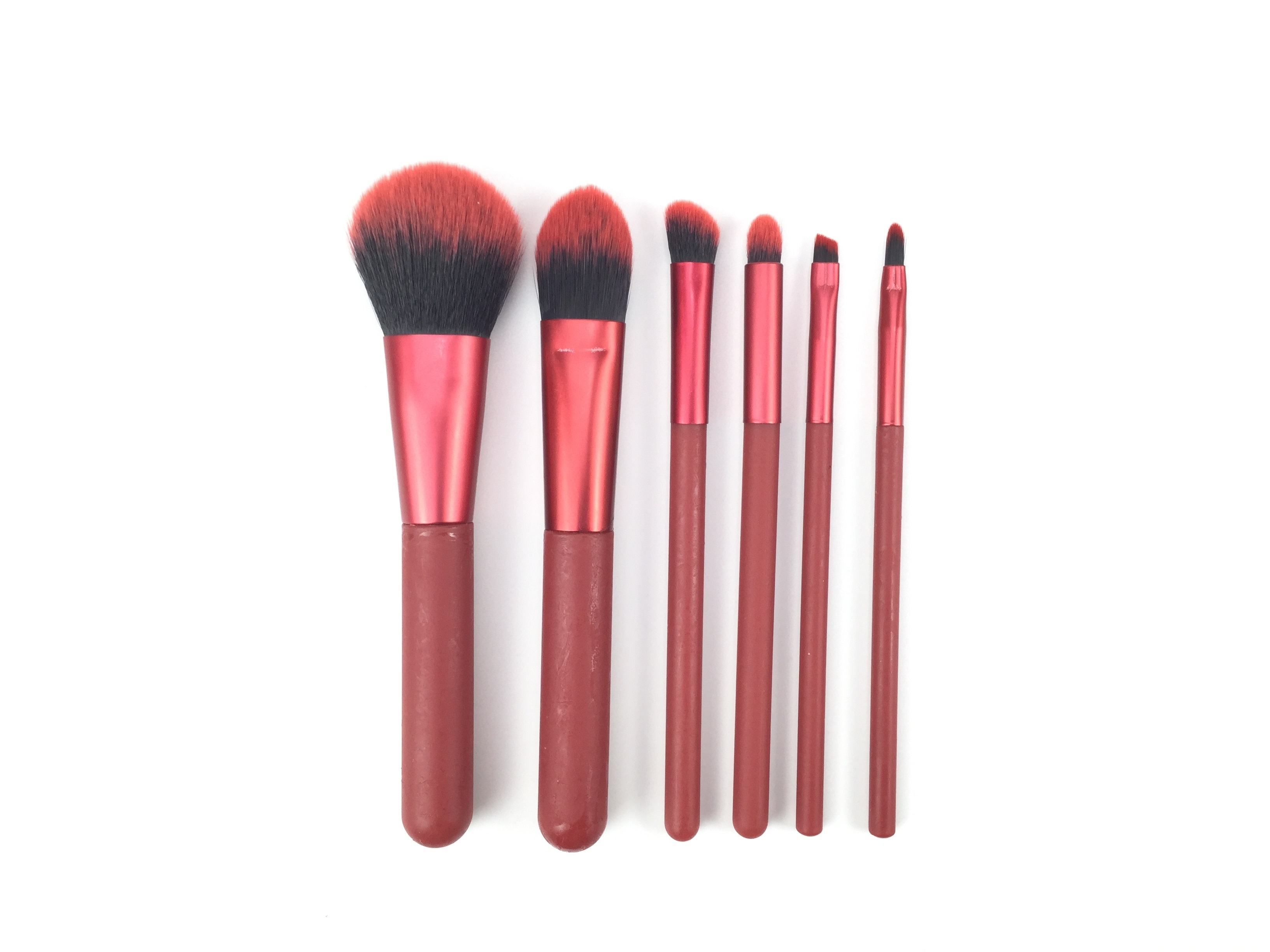 Set di pennelli per makeup maniglia rossi (6 pezzi)