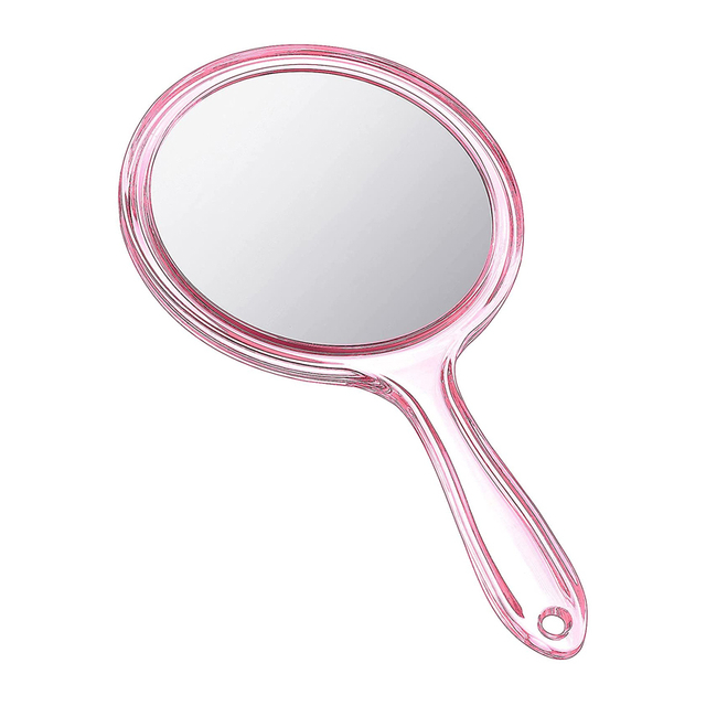 Specchio palmare rosa bifacciale rotondo